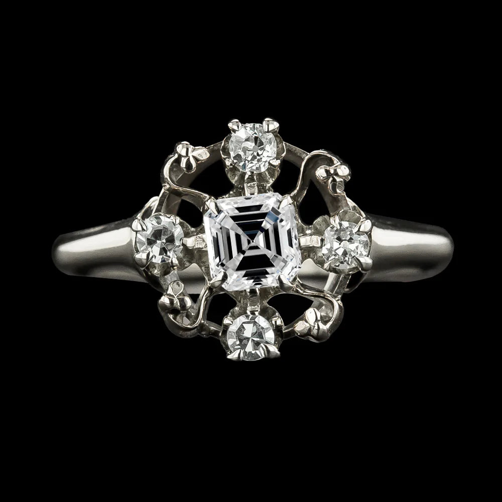Like La Belle Epoque Jewelry Wedding Ring Asscher & Round Real Diamond