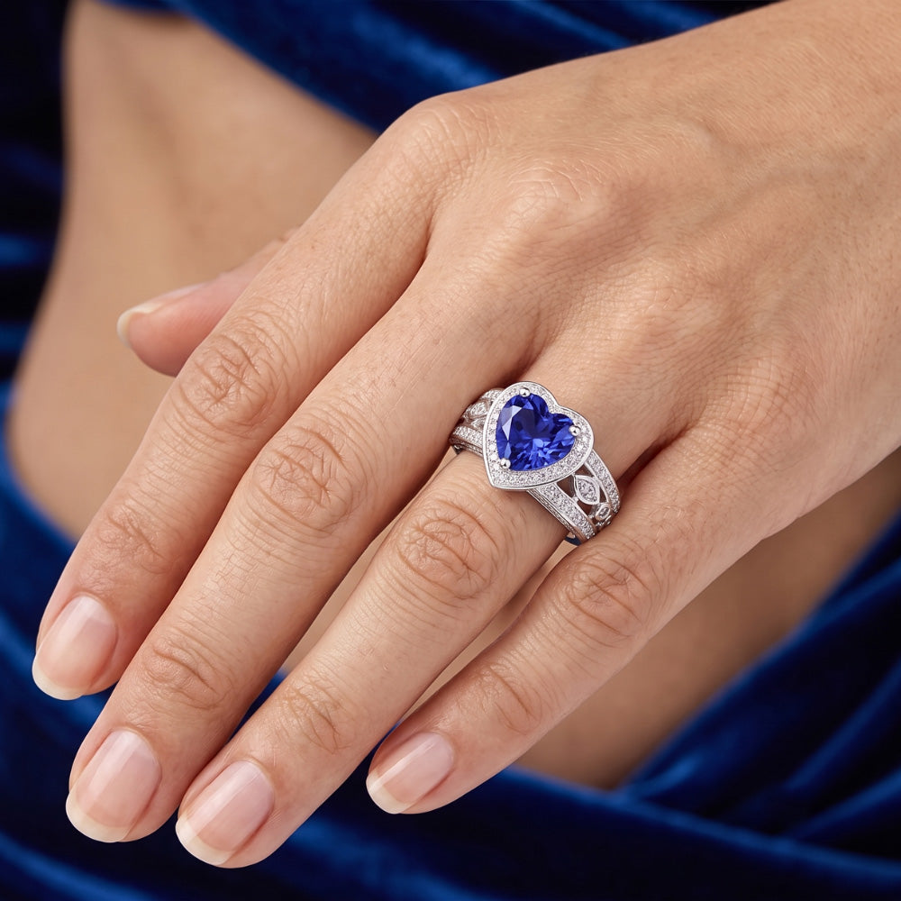 Like Vintage Ceylon Heart Sapphire Engagement Ring