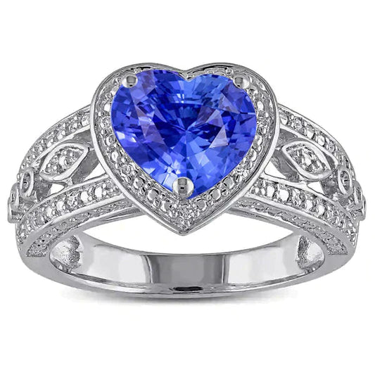 Like Vintage Ceylon Heart Sapphire Engagement Ring