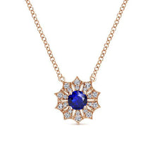 Round Brilliant Blue Sapphire ring in 14K Rose Gold – main view