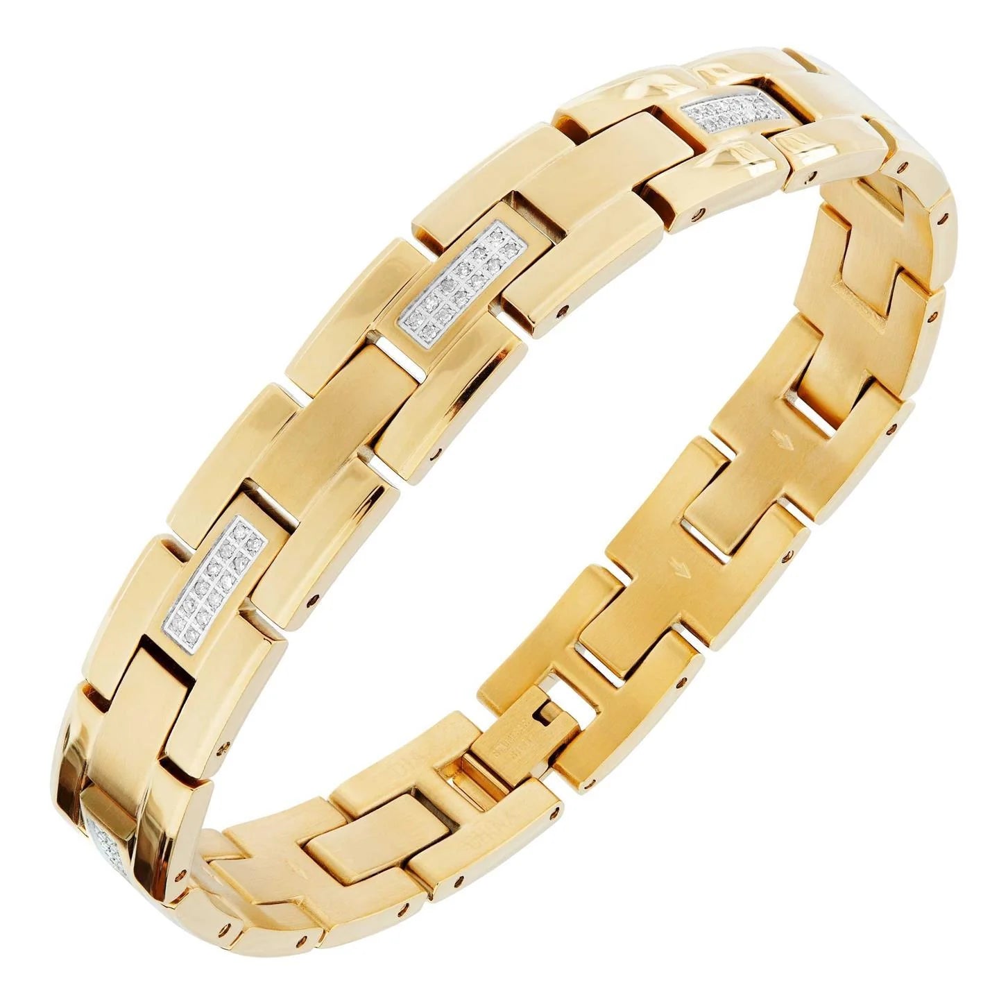 Link Men's Bracelet Gorgeous Small 1.80 Carats Genuine Diamonds YG 14K