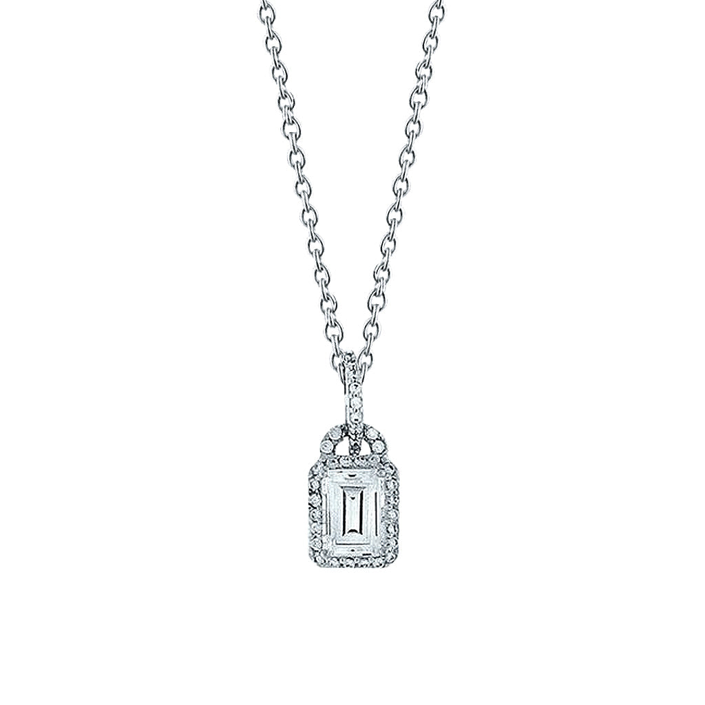 Lock Style Pendant Necklace 1.50 Carats Real Natural Earth Mined Diamond White Gold 14K Jewellery