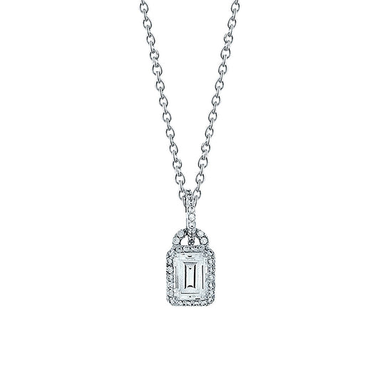 Lock Style Pendant Necklace 1.50 Carats Real Natural Earth Mined Diamond White Gold 14K Jewellery