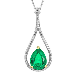 GIA Certified Emerald Stone Pendant Necklace 1.50 ct – 14K Two