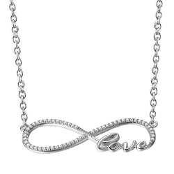 Love Pendant Necklace Genuine 1 Carats Round Cut Diamond 14K White Gold