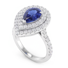 Luxury Blue Sapphire Gemstone Ring – 4 ct 14K White Gold