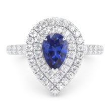 Luxury Blue Sapphire Gemstone Ring – 4 ct 14K White Gold