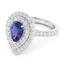 Luxury Blue Sapphire Gemstone Ring – 4 ct 14K White Gold