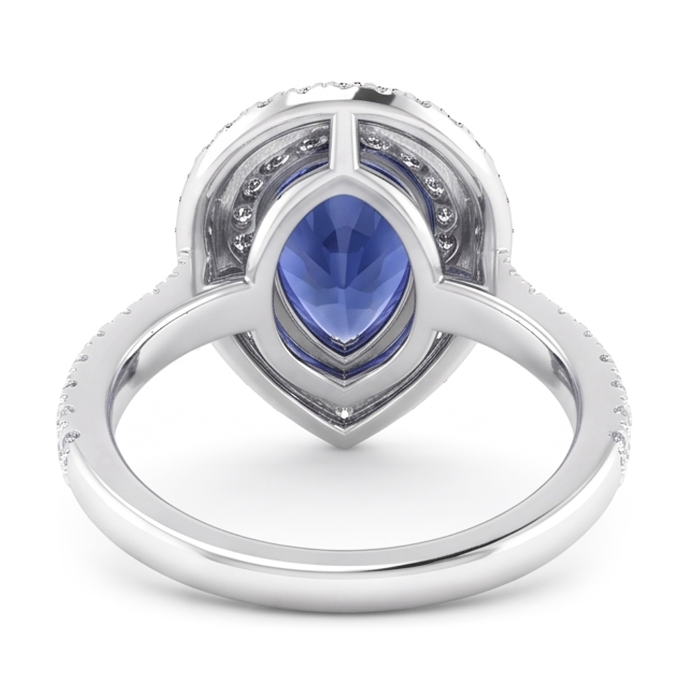Luxury Blue Sapphire Gemstone Ring – 4 ct 14K White Gold