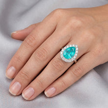 Luxury Neon Paraiba Halo Ring – 5 ct 14K White Gold