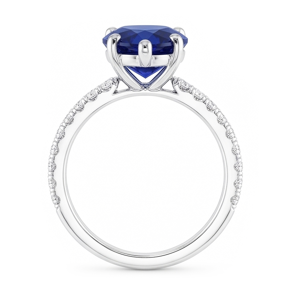 Luxury Royal Blue Sapphire Colored Stone Ring – 2 ct 14K White