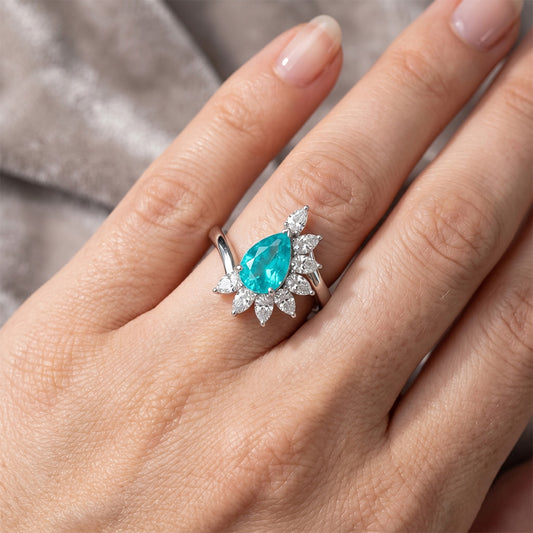 Luxury VVS Paraiba Tourmaline Halo Setting Ring – 2.50 ct 14