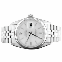 MEN ROLEX DATEJUST WATCH SILVER DIAL FLUTED BEZEL SS BRACELET