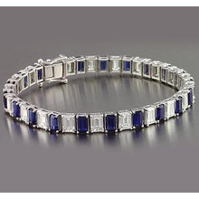 IGI CERTIFIED Blue Sapphire Emerald Cut Tennis Bracelet 12 Carats Jewelry New