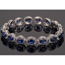 IGI CERTIFIED Blue Sapphire Tennis Bracelet Prong Set 39 Carats Women Jewelry