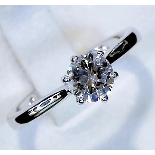 Solitaire Round Natural Earth Mined Diamond 1 Carats Classic Ladies Ring Jewelry