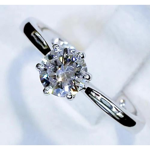 Solitaire Round Natural Earth Mined Diamond 1 Carats Classic Ladies Ring Jewelry