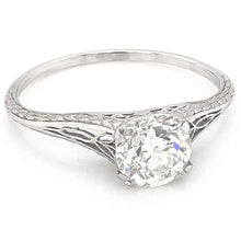 Natural Earth Mined Diamond Solitaire Engagement Ring 1 Carat Filigree White Gold 14K