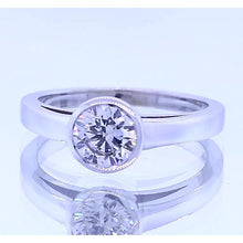 Solitaire Round Natural Earth Mined Diamond Ring Bezel Set 1 Carats White Gold 14K