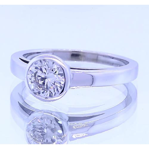Solitaire Round Natural Earth Mined Diamond Ring Bezel Set 1 Carats White Gold 14K