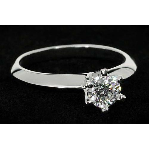 Real Natural Earth Mined Diamond Solitaire Round Promise Ring 1 Carat White Gold 14K