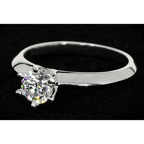 Real Natural Earth Mined Diamond Solitaire Round Promise Ring 1 Carat White Gold 14K