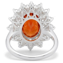 Mandarin Garnet With Natural Earth Mined Diamonds 10.25 Ct Ring White Gold 14K