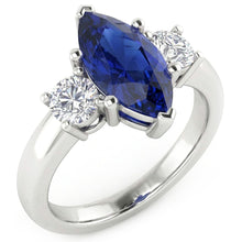 Marquise And Round Cut 2.50 Ct Sapphire And Natural Earth Mined Diamonds Ring White Gold