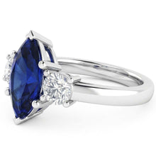 Marquise And Round Cut 2.50 Ct Sapphire And Natural Earth Mined Diamonds Ring White Gold