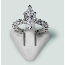 Marquise And Round Diamond Engagement Ring 2.75 Carats White Gold 14K