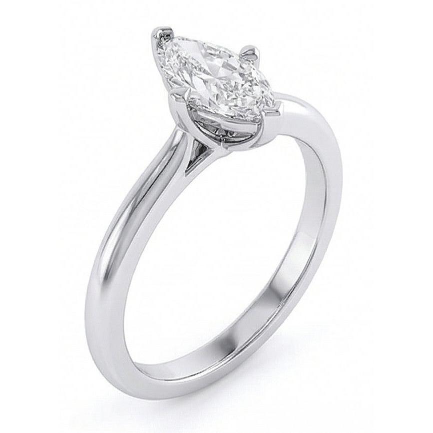 Marquise Cut 1.50 Ct Solitaire Genuine Natural Earth Mined Diamond Wedding Ring White Gold