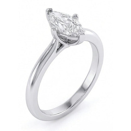 Marquise Cut 1.50 Ct Solitaire Genuine Natural Earth Mined Diamond Wedding Ring White Gold