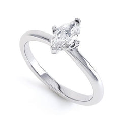 Marquise Cut 1.50 Ct Solitaire Genuine Diamond Wedding Ring White Gold