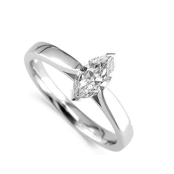Marquise Cut 1.60 Ct Genuine Solitaire Diamond Anniversary Ring White Gold 14K