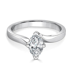 Marquise Cut 1.60 Ct Real Solitaire Diamond Engagement Ring White Gold 14K