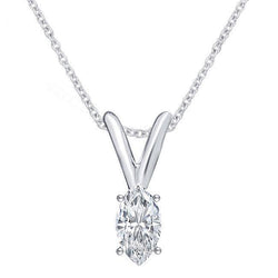 Marquise Cut 2 Carats Natural Diamond Necklace Pendant White Gold 14K