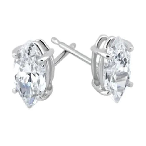 Marquise Cut 3 Carats Real Sparkling Diamonds Studs Earring White Gold 14K