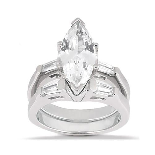 Marquise Cut Genuine Diamond Ring Engagement Set 3.50 Ct.