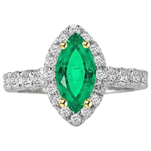 Gemstone Ring 14K Two Tone Gold with Emerald – front view