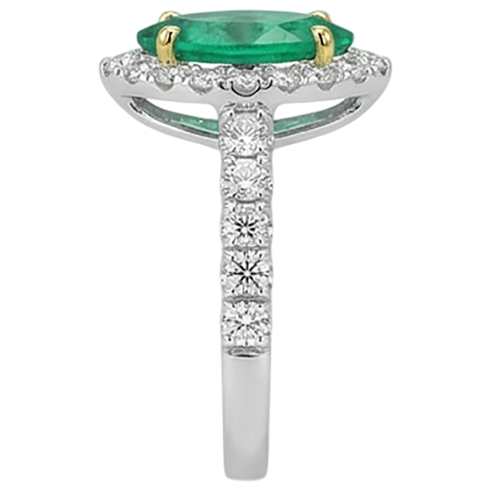 Emerald Marquise Gemstone Ring in 14K Two Tone Gold – profile view