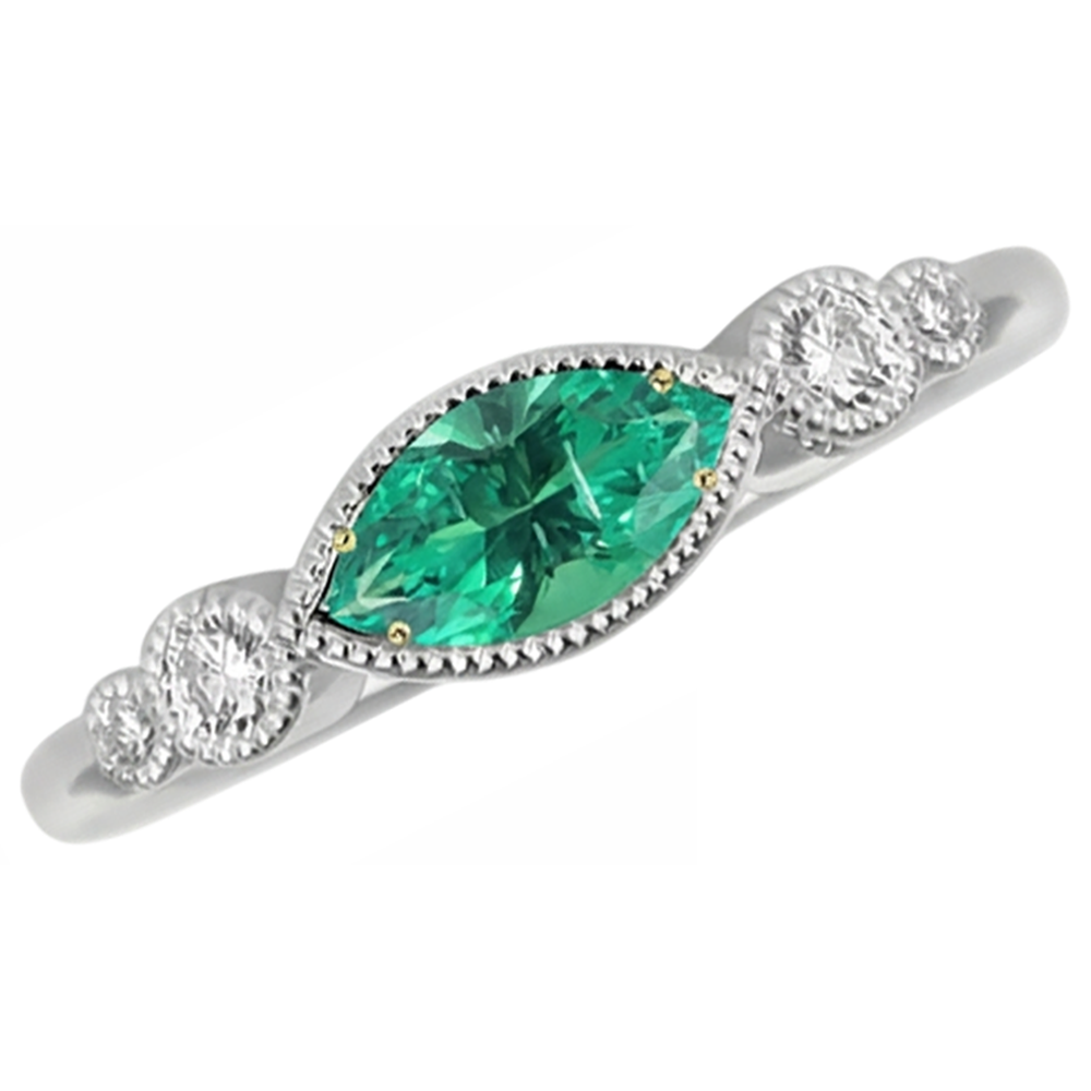 Genuine Fine Emerald Precious Stone Ring 1 ct 14K Two Tone Gold – angle view