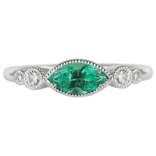 Precious Stone Ring 14K Two Tone Gold with Fine Emerald – profile view