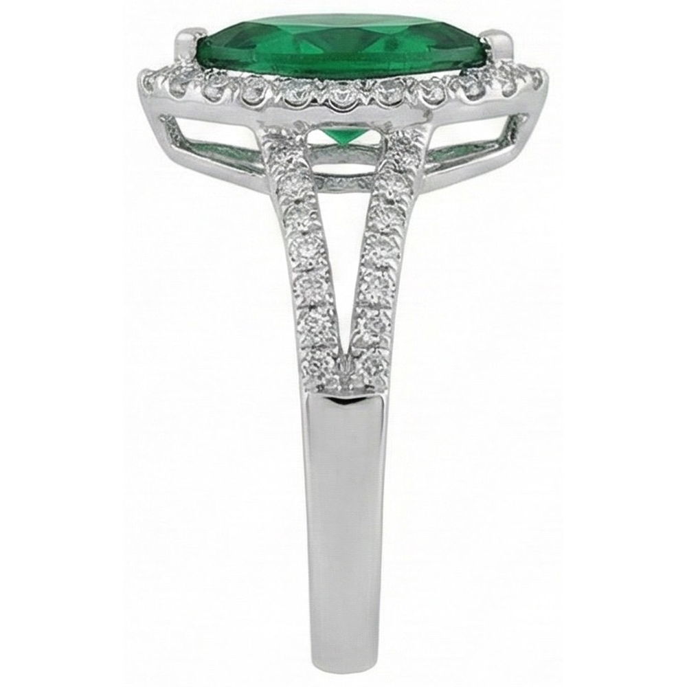 Marquise Cut Green Emerald & Round Natural Earth Mined Diamond 6.50 Carats Anniversary Ring