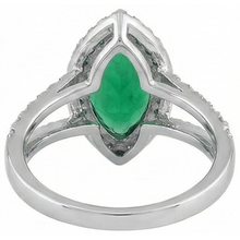 Marquise Cut Green Emerald & Round Natural Earth Mined Diamond 6.50 Carats Anniversary Ring