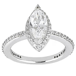 Marquise Cut Halo Natural Diamond Ring With Accent 1.5 Carat White Gold 14K