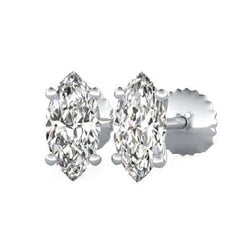 Marquise Cut Natural Diamond Stud Earrings 2.50 Carats White Gold 14K