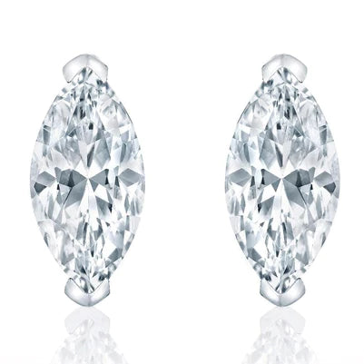 Marquise Cut Sparkling 4 Carats Real Diamonds Stud Earring White Gold 14K