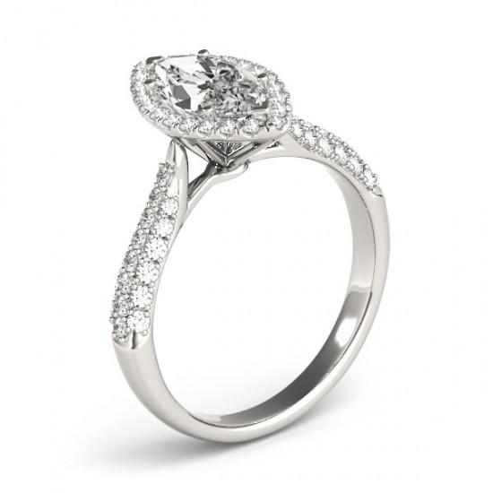 Marquise Genuine Diamond Engagement Halo Ring 2.25 Cts. White Gold 14K