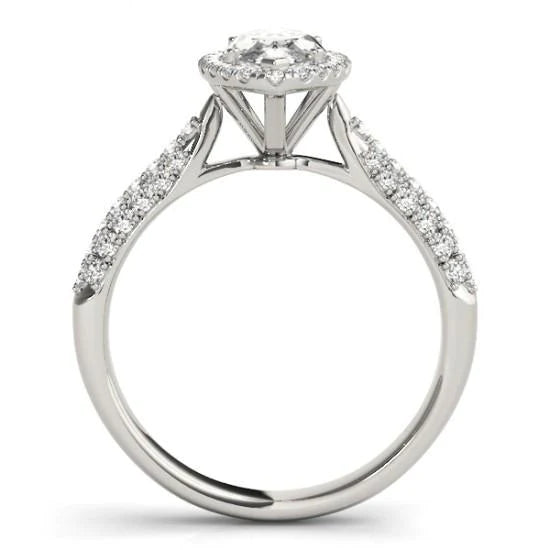 Marquise Genuine Diamond Engagement Halo Ring 2.25 Cts. White Gold 14K