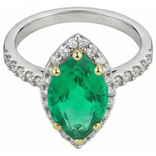 Colombian Emerald Colored Stone Ring 3.50-ct Two-Tone 14K Gold – angle view